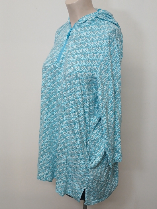 Lands' End Other - Lands' End Teal and White Printed Hooded Top Coverup Size 3x